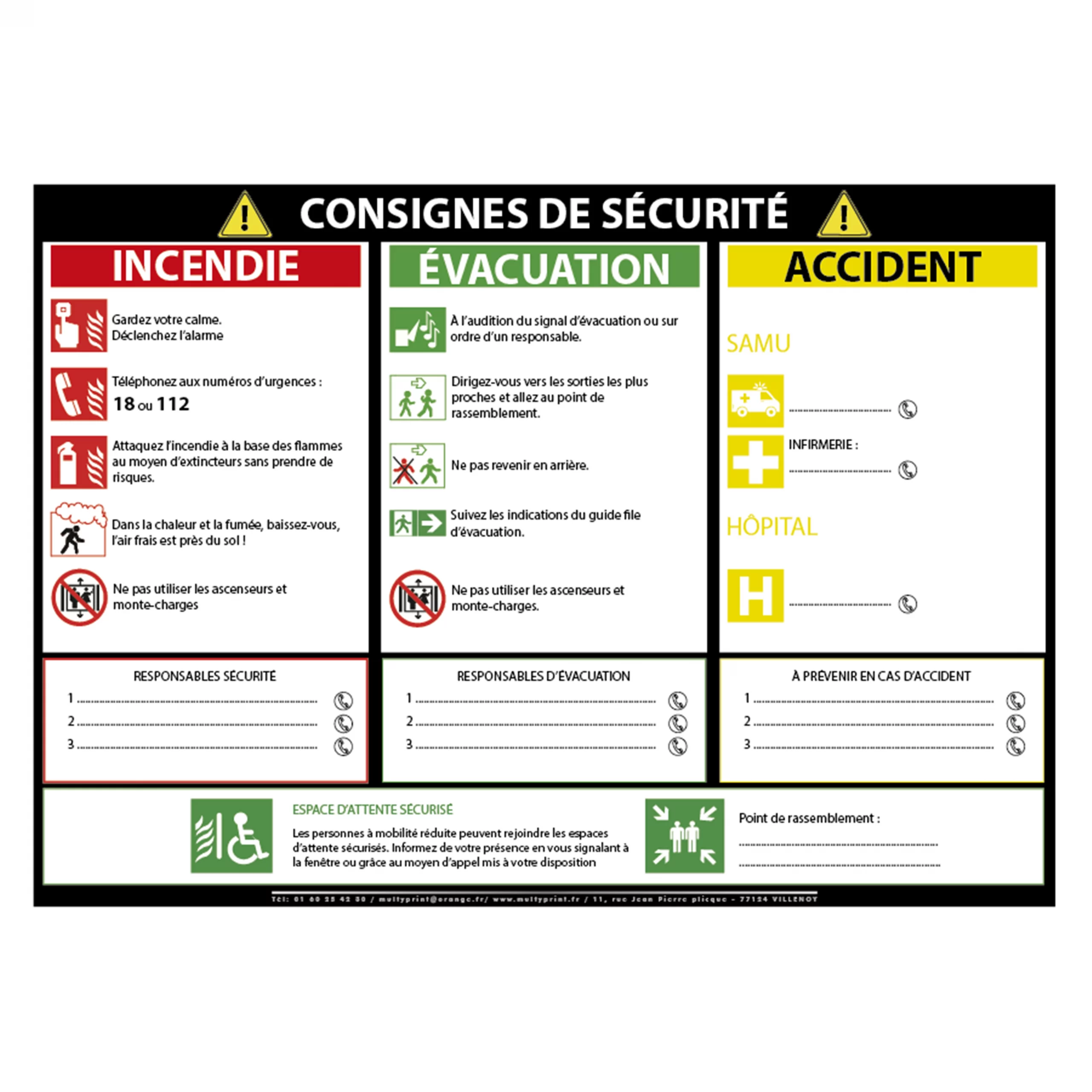 A4 PAYSAGE consigne de sécurité paysage