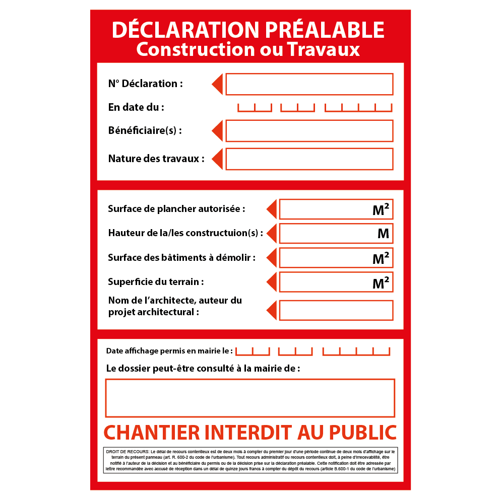 DECLARATION PREALABLE_2 panneaux de chantier déclaration préalable