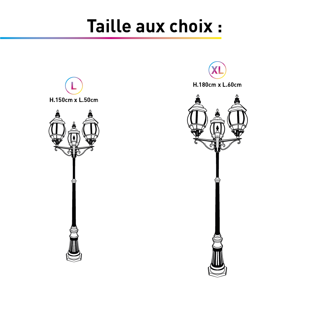 TAILLES STICKER DECORATIF LAMPADAIRE DECO