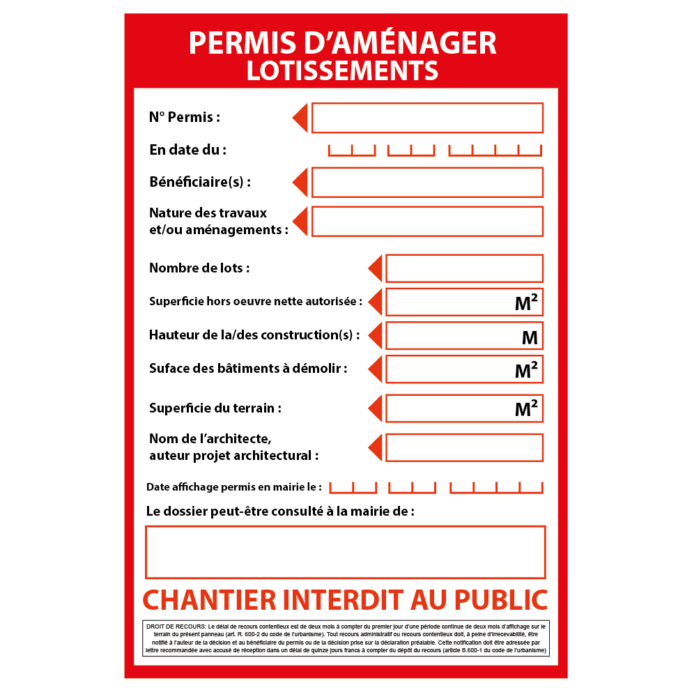 PERMIS D AMENAGER_2 panneaux de. chantier Permis d'aménager