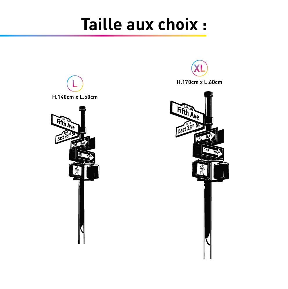 TAILLES STICKER DECORATIF AVENUE