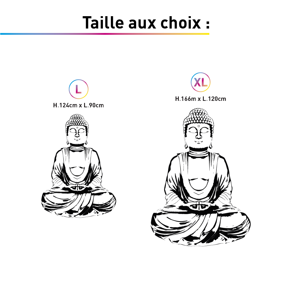 TAILLES STICKER DECORATIF BOUDDHA