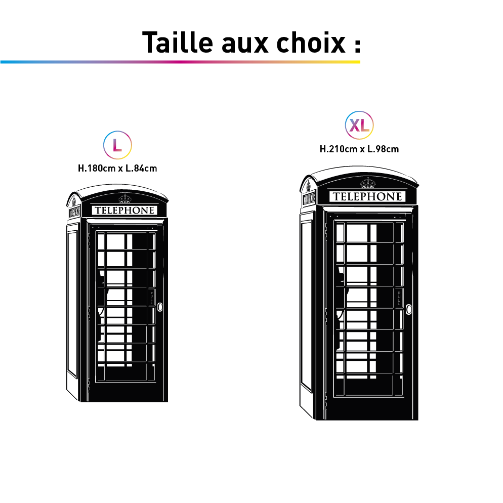 TAILLES STICKER DECORATIF TELEPHONE LONDRE