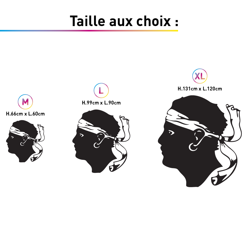TAILLES STICKER DECORATIF CORSICA