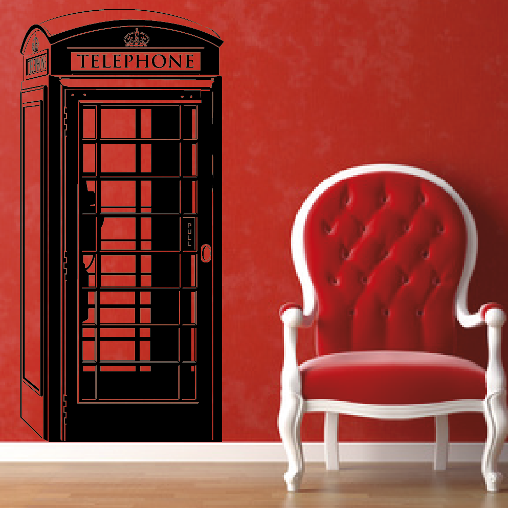 SIMULATION CABINE TELEPHONIQUE SIMULATION STICKER DECORATIF TELEPHONE LONDRE